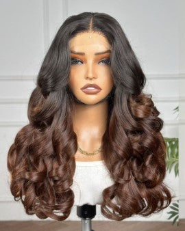 Blessed Luxury Brown Wavy Human Hair Wig