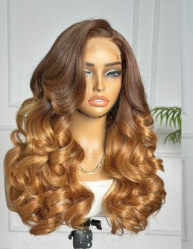Blessed Luxury Golden Ember Wavy Human Hair Wig